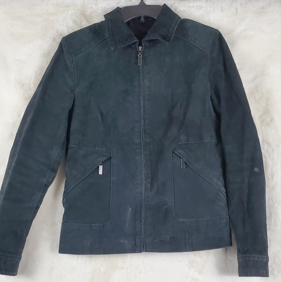 VTG Austin Clothing Womens Small Biker Jacket Black Leather Zip Moto Retro - Picture 1 of 11